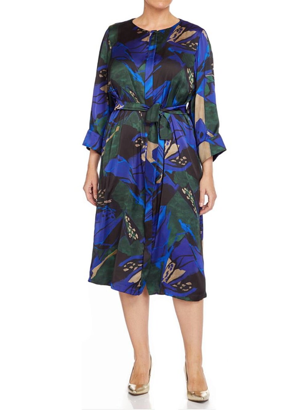 Marina Rinaldi Damina Satin Midi Dress Blue Green Wedding Guest 20